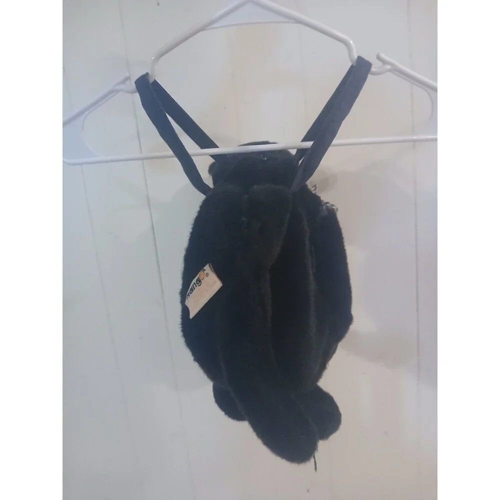 Vintage Mango Teddy Bear Co.  Plush Backpack Zipper Bag Y2k  Black Cat
